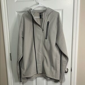 Adidas Men's Light Gray Hooded Jacket